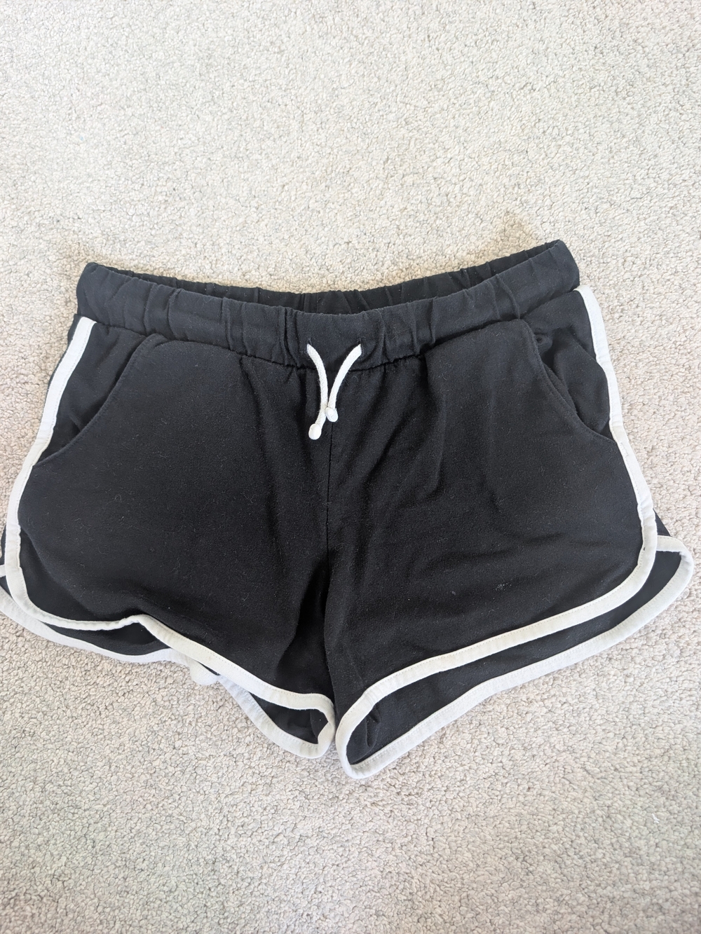 Black Women's Athletic Lounge Shorts with White Trim